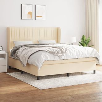 vidaXL Vidaxl - Cama Box Spring Con Colch&oacute;n Tela Color Crema 160x200 Cm