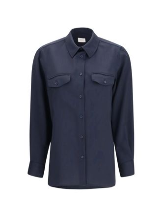 Cruna Blue Structured Flap Pocket Cotton Overshirt