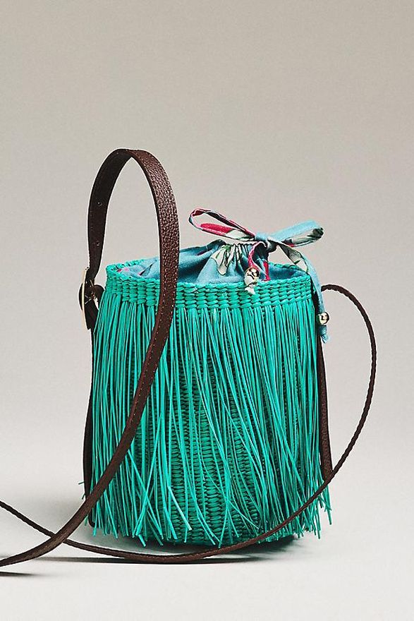 Mini Frayed Crossbody Bucket Strap