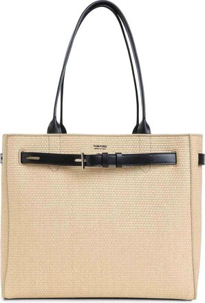 Tom Ford Raffia Smooth Calf Tote Bag