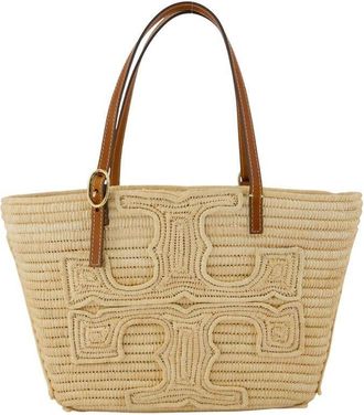 Tory Burch Raffia Woven Tote Bag Beige