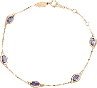 Suzy Levian 14K White Gold 2.50 CTTW Oval Cut Tanzanite Station Bracelet