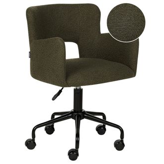Beliani Silla De Oficina De Boucl&eacute; Verde Reposabrazos Patas De Metal Sanilac