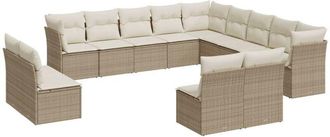 vidaXL Set Sof&aacute;s De Jard&iacute;n Con Cojines 13 Pzas Rat&aacute;n Sint&eacute;tico Beige Vidaxl