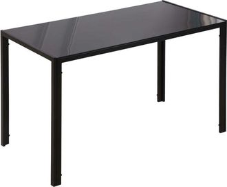 HOMCOM Homcom - Modern Rectangular 4 Seater Dining Table with Tempered Glass Top