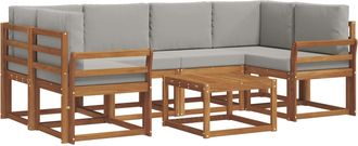 vidaXL Conjunto De Sof&aacute;s De Exterior 7 Uds. Gris Natural Y Claro Vidaxl