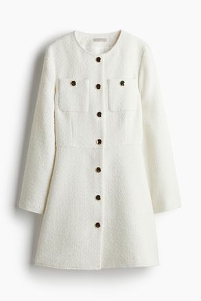 H&M Boucl&eacute;-Kleid - Weiss