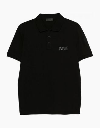 Moncler Mens BRANDED COTTON POLO - Black - Size: 38
