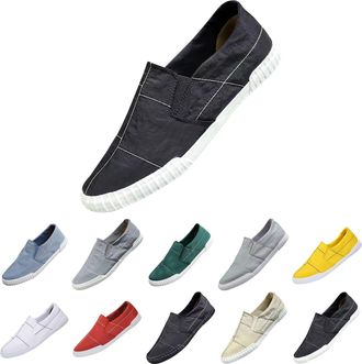 Generic Mens Low-Top Canvas Shoes Breathable Loafer Flat Slip On Slippers Trainers Hands-Free Comfortable Walking Shoes Outdoor Casual Hiking Shoes Soft Comfo