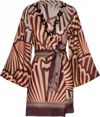 Juan de Dios Women Joaquina Cotton Silk Mini Tunic Top In Wine Intricate Shells