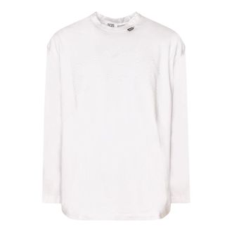GCDS Long Sleeve Tops, male, White, Size: M Logo Layered Longsleeves T-Shirt