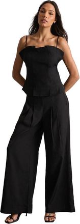 Warehouse Extreme High Waisted Wide Leg Pleated Tailored Trousers, 10, Black