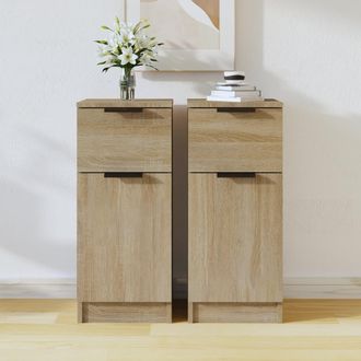 vidaXL Vidaxl - Aparadores 2 Uds Madera Contrachapada Roble Sonoma 30x30x70 Cm