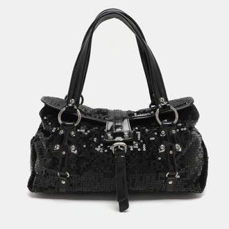 DKNY Dkny Black Patent Leather And Sequins Satchel