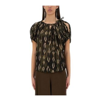Isabel Marant Overhemden, Dames, Zwart, S, Blouse met gedrapeerde schouderuitsnijding