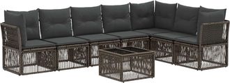 vidaXL Conjunto De Sof&aacute;s De Jard&iacute;n 8 Uds. Gris Rat&aacute;n Sint&eacute;tico Vidaxl