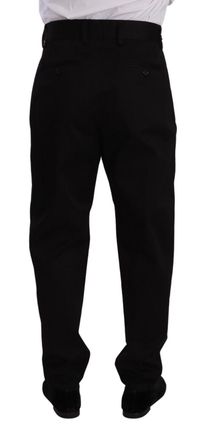 Dolce & Gabbana Black Cotton High Waist Men Trouser Dress Pants Elastane