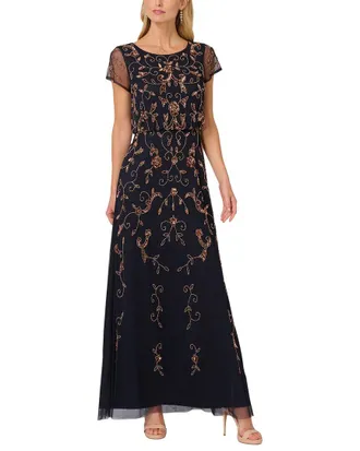 Adrianna Papell Beaded Blouson Gown