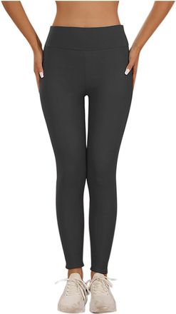 Generic Fleece Lined Tights Trousers for Women High Waist Double Layer Thermal Pants Solid Cashmere Inner Leggings Ladies Autumn Winter Gym Sport Yoga Legging