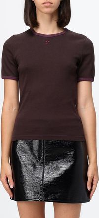 Courr&egrave;ges T-shirt slim fit in cotone con logo tono su tono