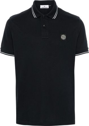 Stone Island Blue Polo Shirt In Cotton With Logo