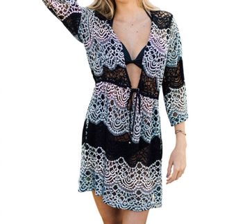 J. Valdi Lace Tie Front Tunic In Black