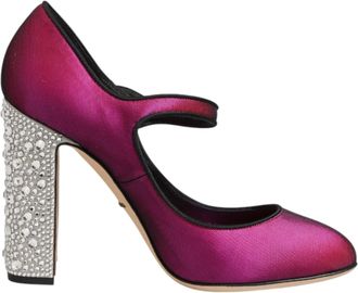 Dolce & Gabbana Pink Strass Mary Janes Heels Pumps Womens Shoes
