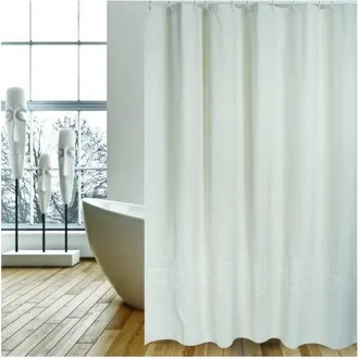 MSV Cortina De Ducha Algod&oacute;n Y Poli&eacute;ster Cordele 180x200cm Calidad Premium Beige - Anillas Incluidas Msv