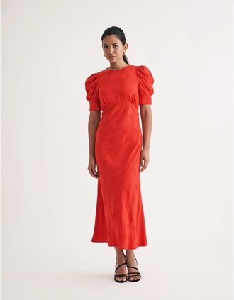 Nobody's Child Womens Moira Crew Neck Midi A-Line Dress - Red - Size: 10