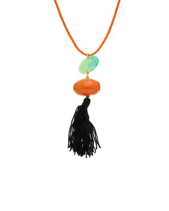 Kenneth Jay Lane Plated Pearl Tassel Necklace