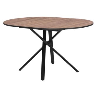 ML Design Ml-design Mesa De Comedor Extensible Redonda Para 4-6 Personas, Mesa De Cocina Tablero Aspecto Madera Marr&oacute;n 100-140 X 76 X 100 Cm, Patas De Acero En 