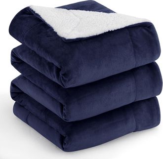 OEM Manta De Forro Polar Para Sof&aacute;, 200x230 Cm, Manta De Invierno Suave Y C&aacute;lida Para 2 Personas, Azul Marino