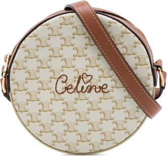Celine Pre-owned Celine Triomphe Coated Canvas Embroidered Round Purse on Strap Ladies 05FLNI2GHPV0WNO3