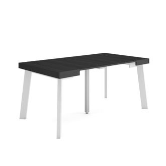 Skraut Home Skraut Home - Mesa Consola Extensible, Mesa Comedor Plegable, 160, Para 8 Comensales, Patas De Madera, Estilo Moderno, Negro