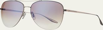 Barton Perreira Chevalier Semi-Rimless Metal Aviator Sunglasses