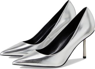 Nine West Deonne High Womens Heels Silver : 8.5 M, Leather/Rubber