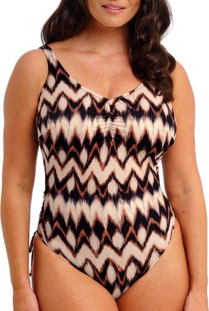 Fantasie Womens Sabana V-Neck Swimsuit - Brown polyamide - Size 34GG