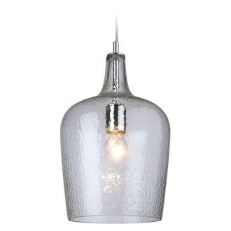 Netlighting Glass 1 Light Dome Ceiling Pendant Chrome Clear Glass E27 in Grey