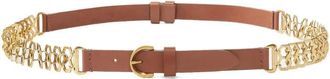 Pinko Chain Insert Belt - Dames - Riemen - Bruin - XS - Leer - Accessoires