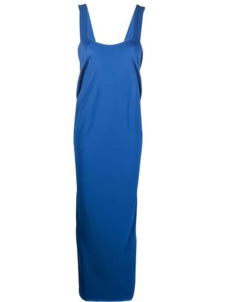 Alberta Ferretti V-back draped maxi dress - women - Viscose/Polyamide/Elastane - 42 - Blue