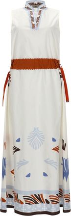 Herno Patterned Trim Rust Waistband Dress