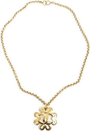 Chanel Large CC Logo Clover Pendant Necklace Ketting
