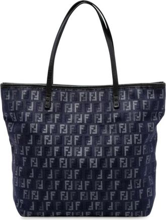 Fendi Pre-owned Tote Bags, female, Blue, Size: ONE SIZE Pre-owned Printed Tote Bag