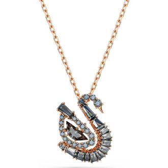 Swarovski 18K Rose-Gold Plated Swan Pendant Necklace