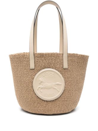 Chlo&eacute; large Horse Medal tote bag - women - Paper/Calf Leather/Paper - OS - Neutrals