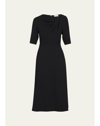 Teri Jon Cr&ecirc;pe Asymmetric A-Line Cocktail Dress