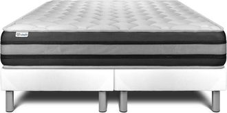 VITALIT Vitalit - Base Tapizada Blanco + Colch&oacute;n Con Muelles Y Viscoel&aacute;stica 2x90x200
