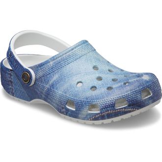 Crocs Unisex Classic Denim Clog - White - Size UK 3