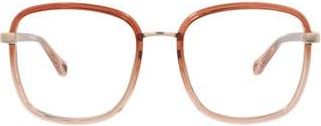 Chlo&eacute; 50mm Square Optical Glasses in Orange Orange Transparent at Nordstrom Rack