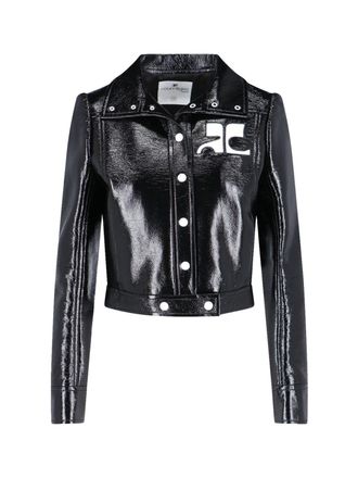Courr&egrave;ges Black Vinyl Reedition Cotton Jacket